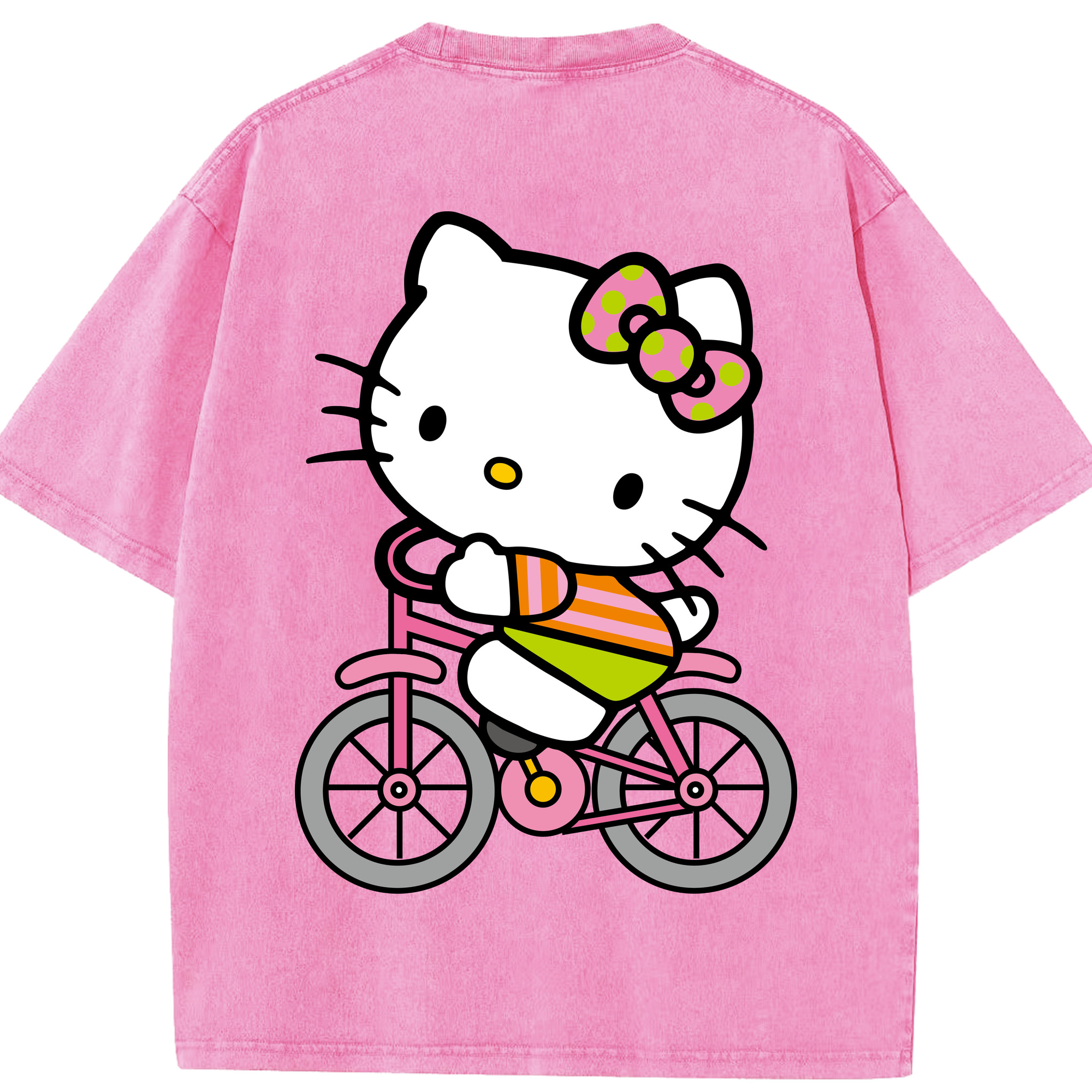 （画像用） Hello Kitty ハローキティ 綿100% ヴィンテージ風 半袖Tシャツ（背面プリント）